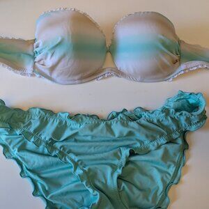 Victoria's Secret Strapless Bikini Top (36D) with Ruched Bottoms (L)